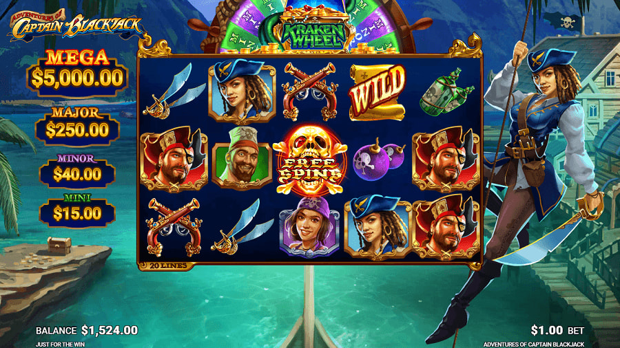 Adventures of Captain Blackjack Slots Reels